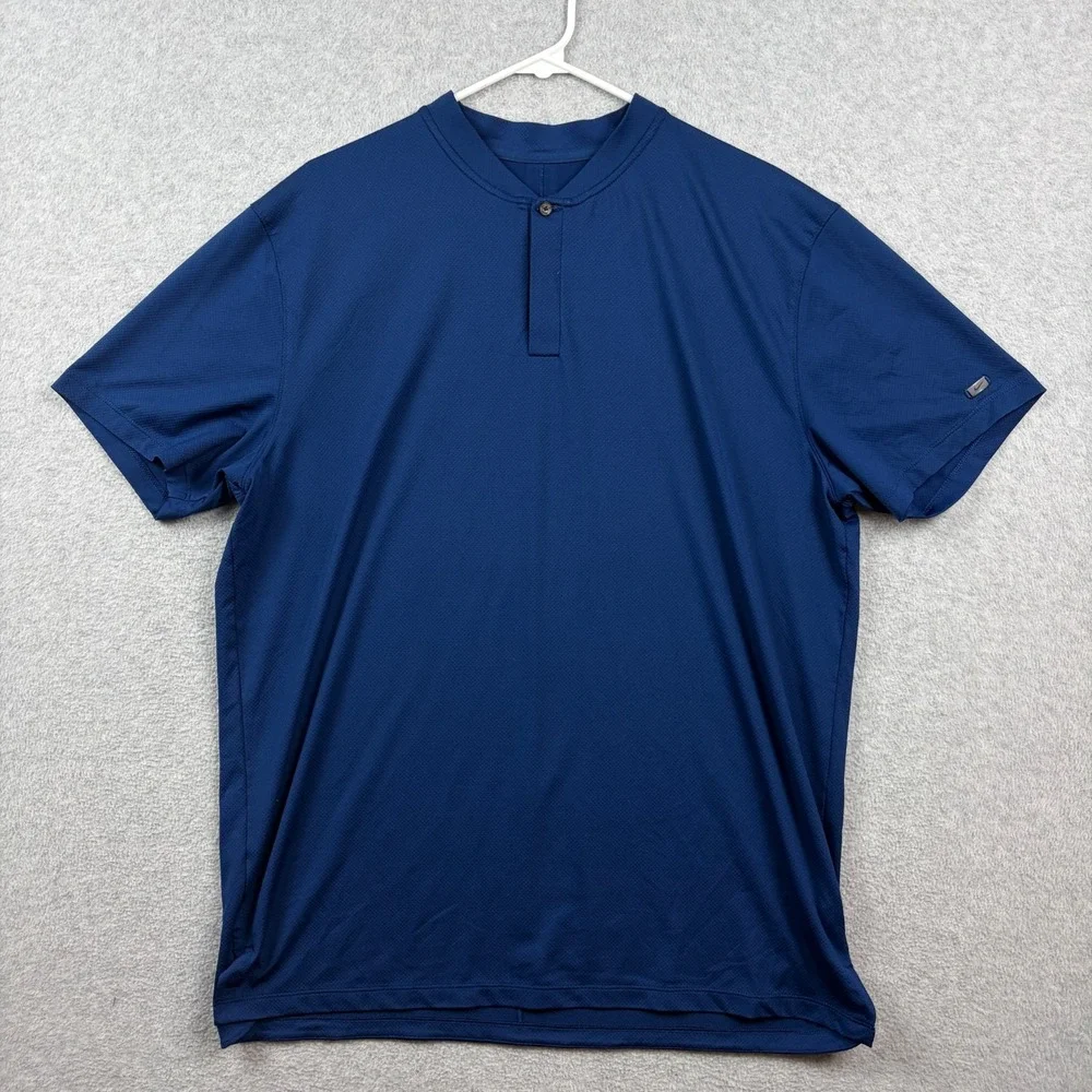 Nike Tiger Woods Polo Shirt Mens Large Blue Vapor Blade Collar Dri Fit Golf
